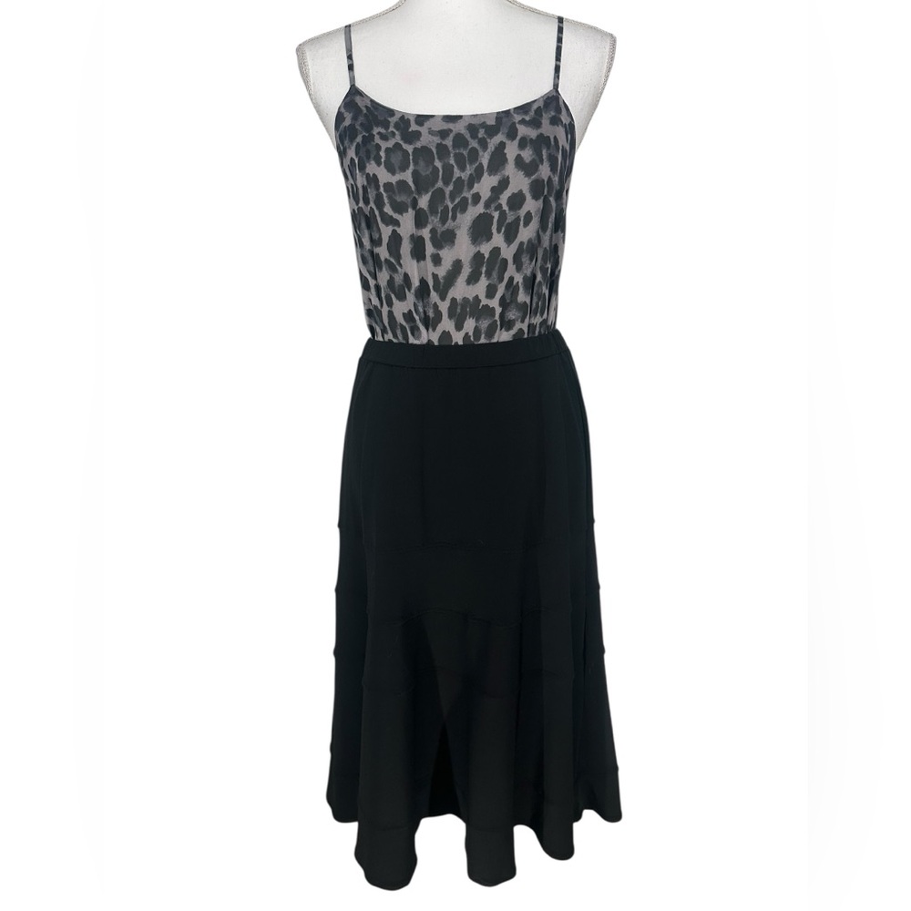 CLARA S. / Black Tiered Flare Stretch Midi Skirt / Small / Y2K Retro Whimsigoth